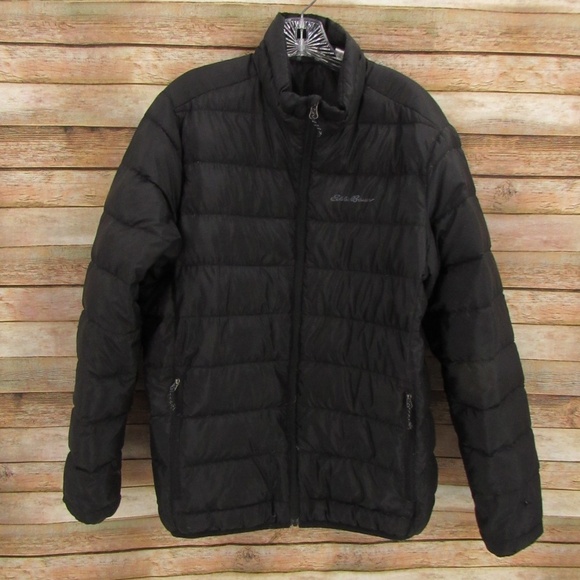 Eddie Bauer Black Zip Front Down Puffer Jacket Men's M - Picture 1 of 14